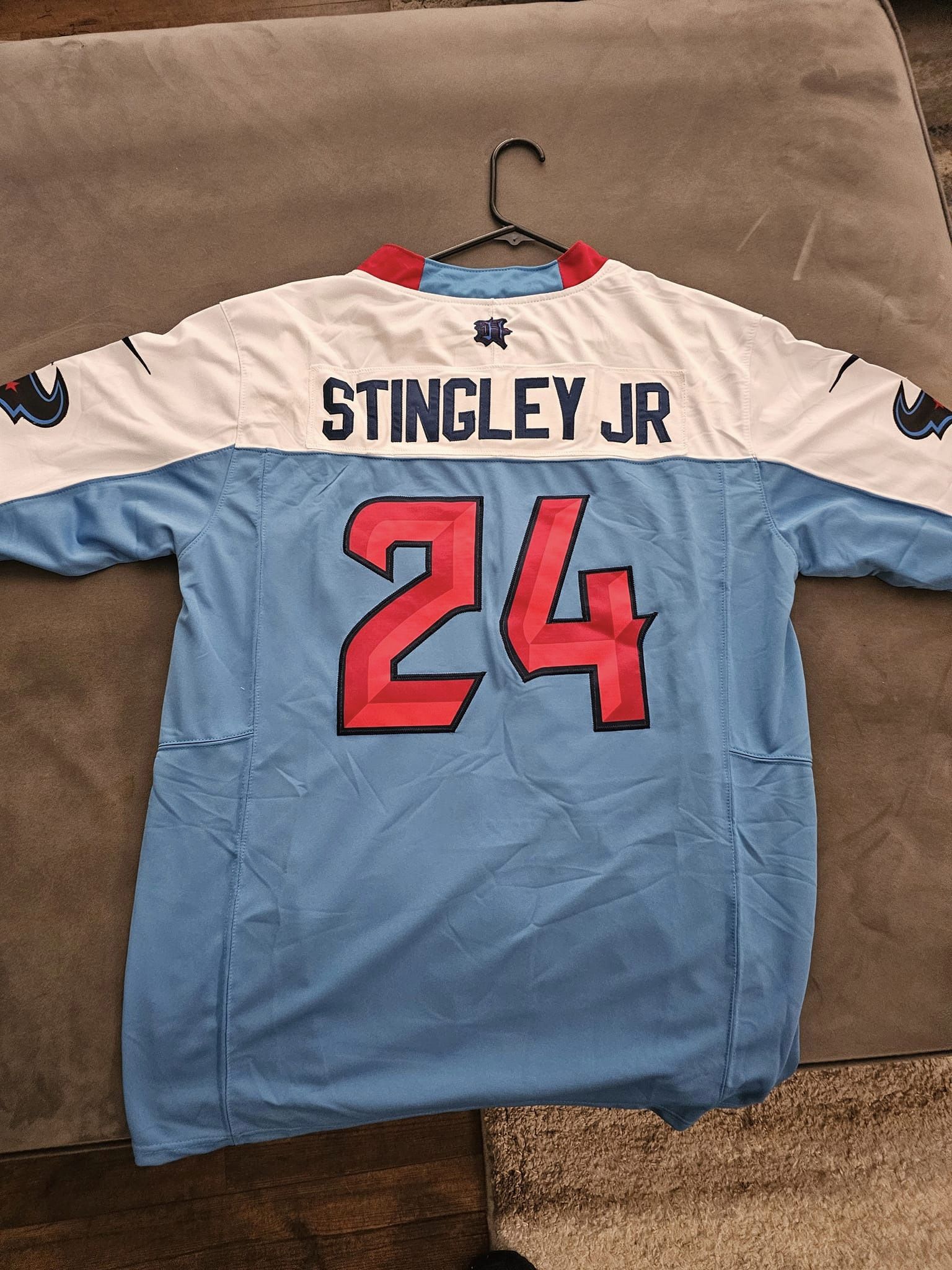 Men's Derek Stingley Jr. Houston Texans 2024 Vapor Limited Blue Alternate Jersey V4 - All Stitched photo review