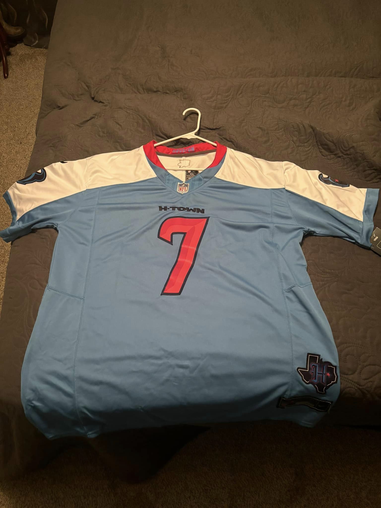 Women's C.J. Stroud Houston Texans 2024 Texas Patch Vapor Limited Blue Alternate Jersey V2 - All Stitched photo review