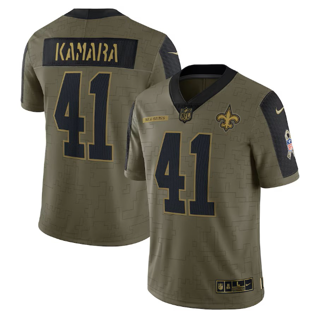 wWpTbXrTbM2025-30-10-06.png Alvin Kamara Olive New Orleans Saints Salute To Service Jersey - Image 1